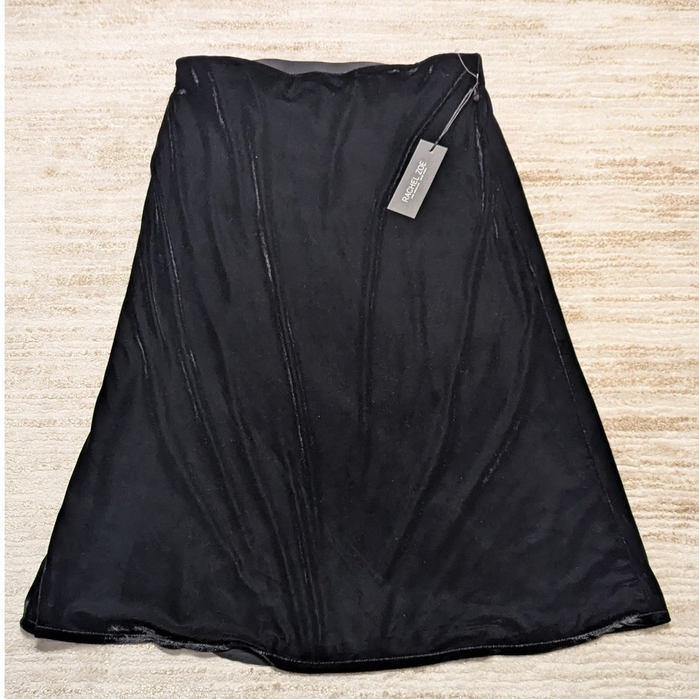 Rachel Zoe Velvet Midi Skirt Women Size 10 Black Elastic Waist Whimsigoth Witchy